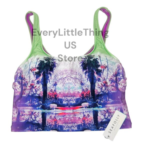 NEW Seafolly Tankini Bikini Top US 10 / AUS 14 Swimwear Desert Springs Palm Tree - Picture 1 of 9